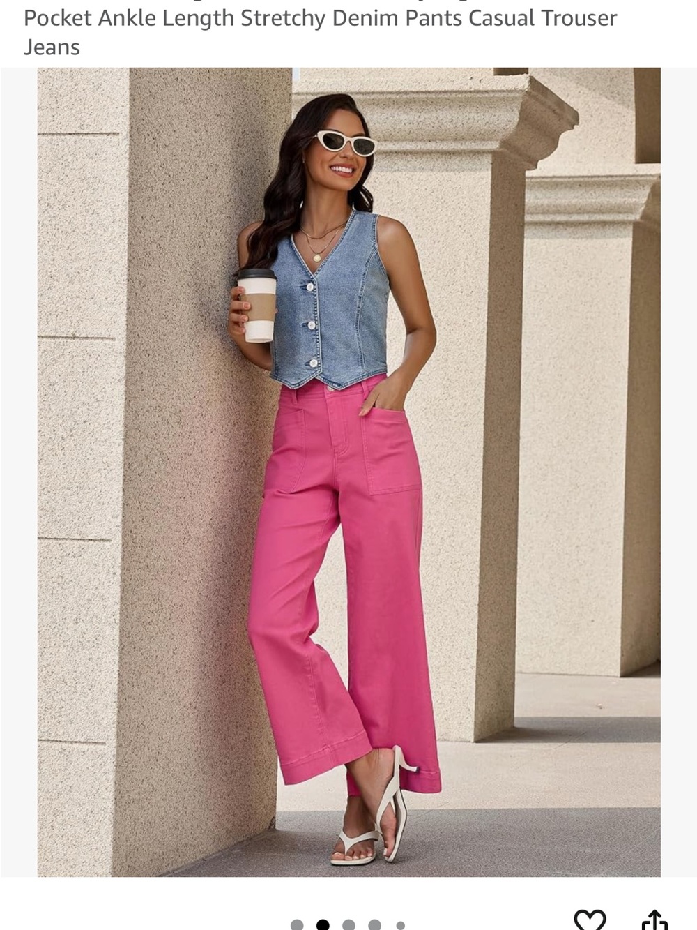 Bright Pink Wide Leg Jeans - Women's Flare & Wide Leg